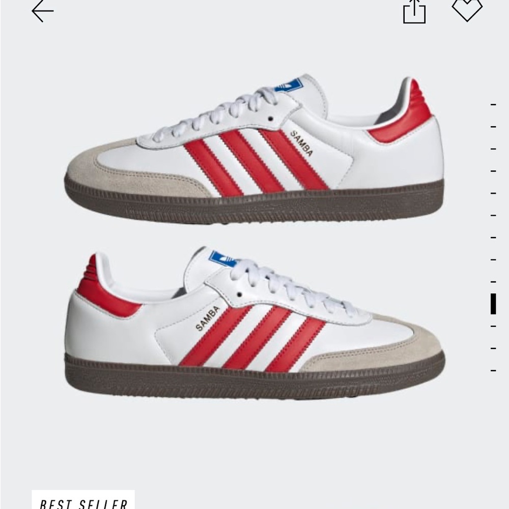 NEW 100% authentic Adidas Samba OG M4.5/W5.5 red white never worn
